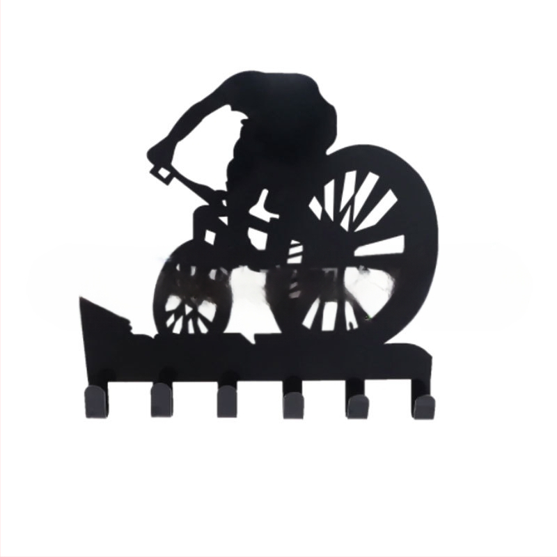 Стойка за екипировка за планински велосипеди, стенен ключодържател с 6 кукички, закачалка за кърпи, стенен силует