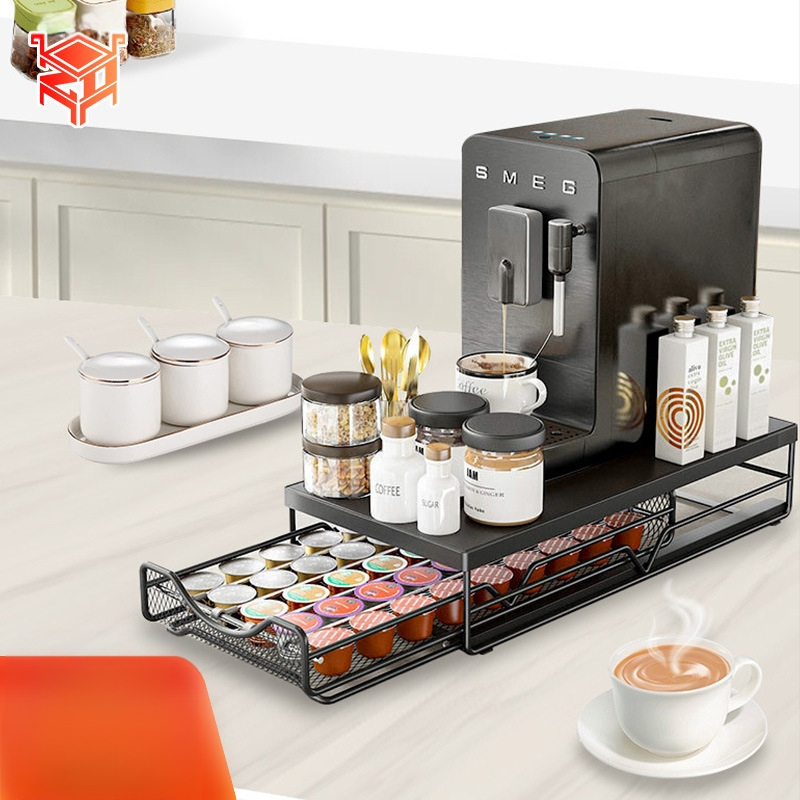 Настолен шкаф за съхранение на чекмеджета за кафе капсули, домашна кухня, издърпваща се проста основа за съхранение на кафе машина за ютия