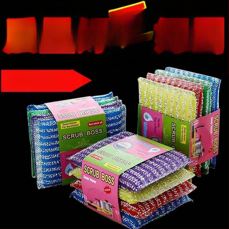 Sustorėjusi ir patvari indų plovimo kempinė virtuvės valymui, šveitimo pagalvėlė, valymo šluostė, puodų šveitiklis