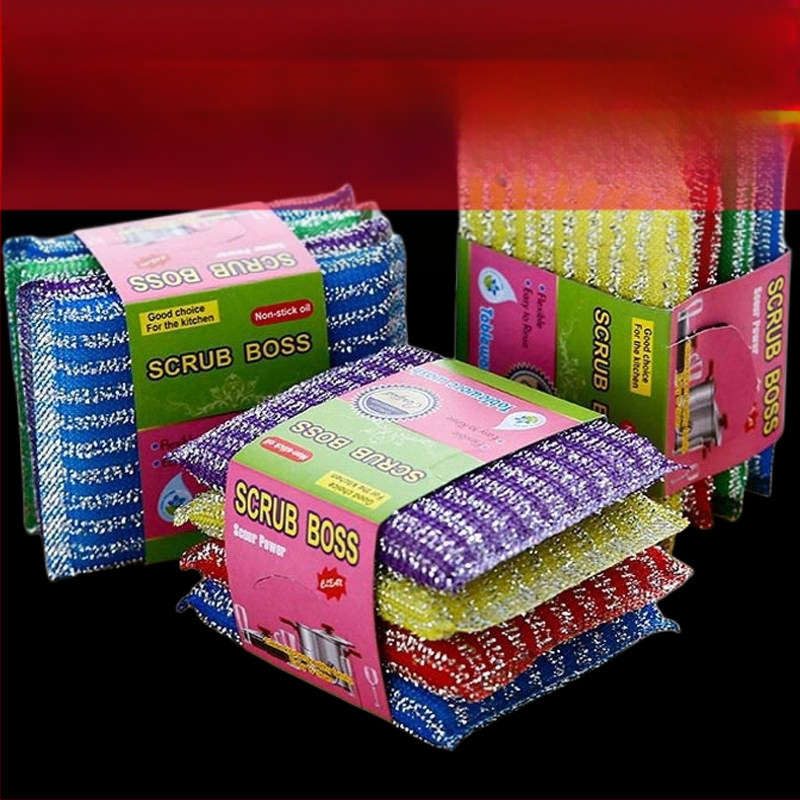 Sustorėjusi ir patvari indų plovimo kempinė virtuvės valymui, šveitimo pagalvėlė, valymo šluostė, puodų šveitiklis