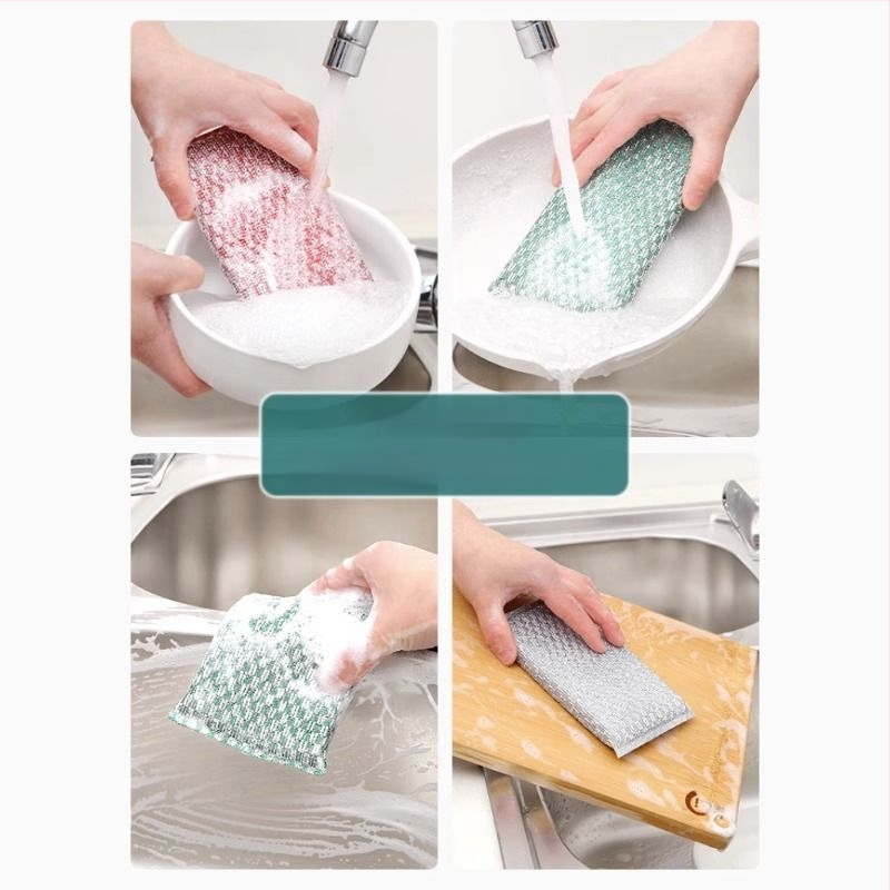 Sustorėjusi ir patvari indų plovimo kempinė virtuvės valymui, šveitimo pagalvėlė, valymo šluostė, puodų šveitiklis