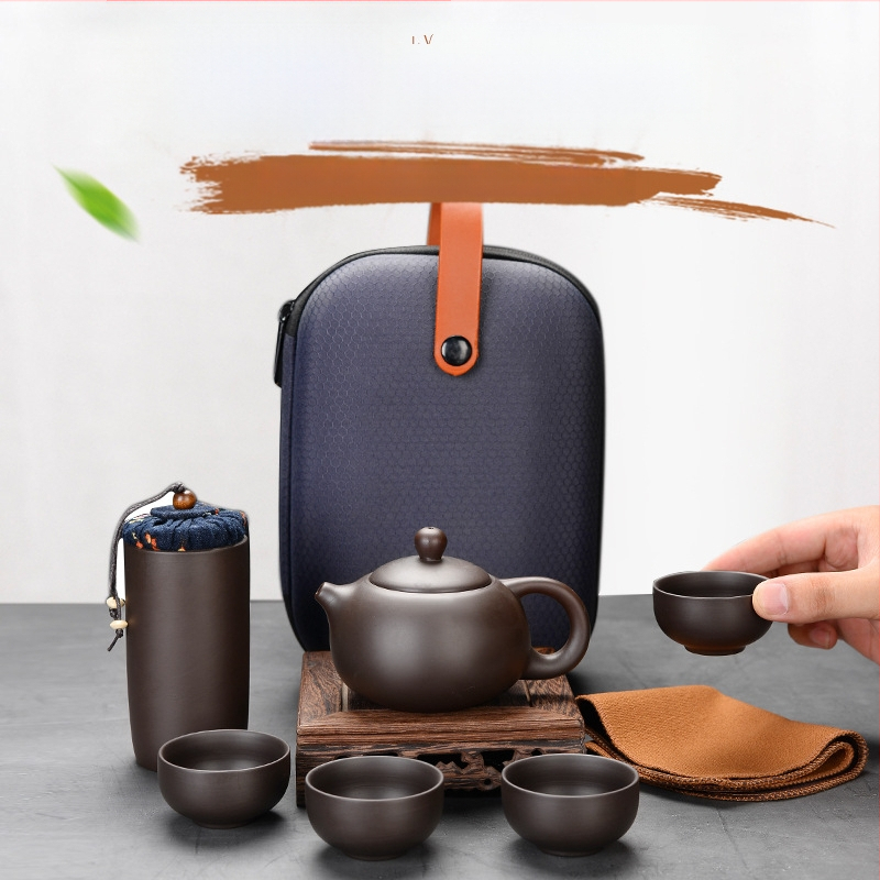 Kūrybingas purpurinio smėlio kelioninis arbatos rinkinys, nešiojamas, greitas puodelis, parduos nekilnojamojo turto veiklą, dovaną su individualiu logotipu