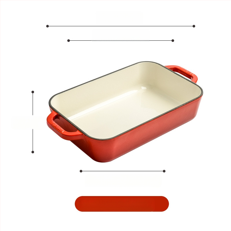 Väike õnn malmist emailpott binaural küpsetatud riisi küpsetusplaat ahjus küpsetamiseks lääne plaat grill grillitud kala steigi praeplaat