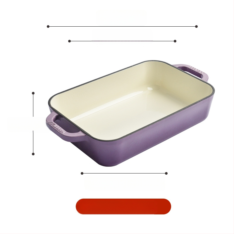 Väike õnn malmist emailpott binaural küpsetatud riisi küpsetusplaat ahjus küpsetamiseks lääne plaat grill grillitud kala steigi praeplaat