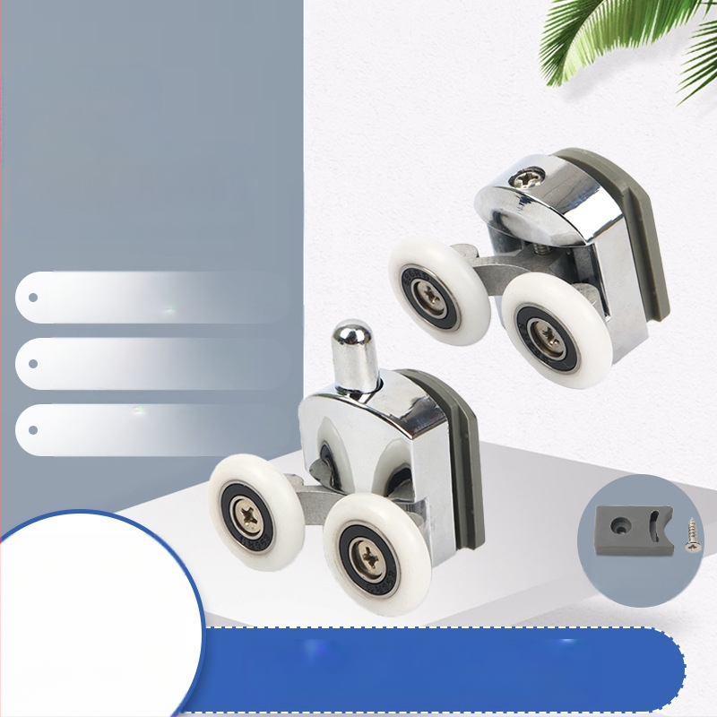 Šaltinių gamintojai tiesiogiai tiekia galvanizuotą aliuminio lydinio atšokimo ratuką dvigubą dvigubą vonios kambario stiklo durų skriemulį didmeninėje prekyboje