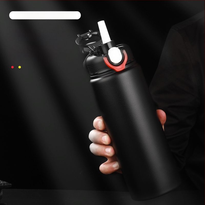 Θερμός μεγάλης χωρητικότητας από ανοξείδωτο ατσάλι 316, φορητό ποτήρι νερού για άνδρες και γυναίκες, για αθλητικές δραστηριότητες, εξωτερικούς χώρους με καλαμάκι