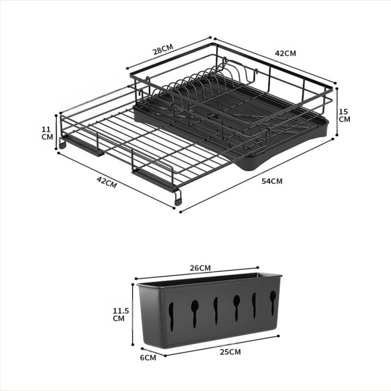 Virtuvės indų stovas, stalviršio stalo įrankiai, kriauklė, vakarienės lėkštės, lazdelių laikymo stovas, didelės talpos namų apyvokos reikmenų stovas, vieno sluoksnio kanalizacijos dubenėlių stovas