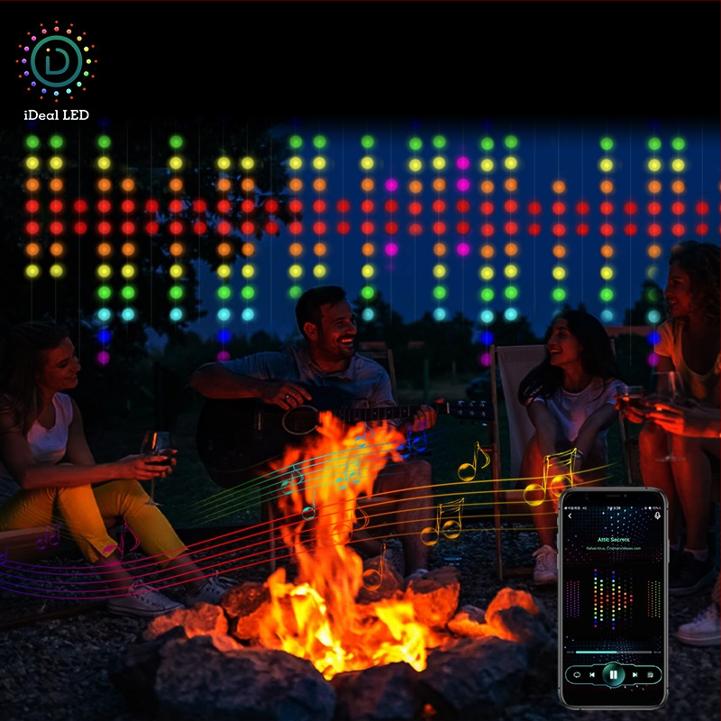 Magiškos spalvos odinė linijinė lempa užuolaidų lempa APP taškinis valdymas „Bluetooth“ rutulinis rutulinis šviestuvas RGB laimingo arklio girlianda kalėdinė šviesa