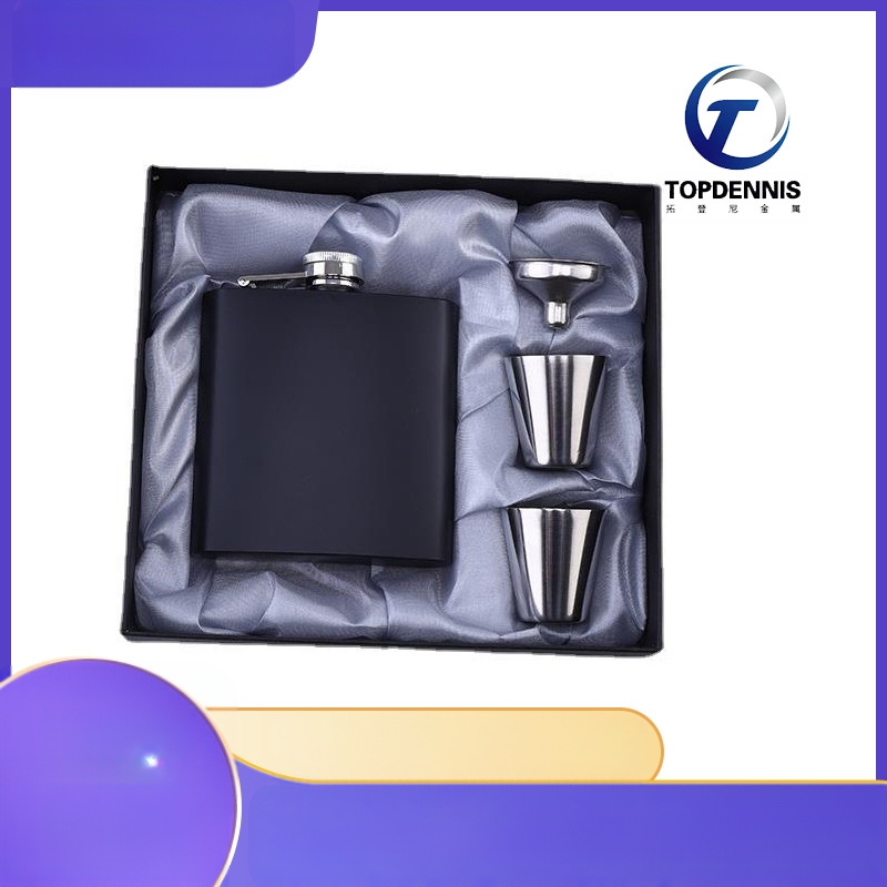 Gamykloje tiekiami purškiami matiniai juodi dažai, 6 uncijų nešiojamas lauko nerūdijančio plieno žarnos puodas, nešiojamas žarnos puodas, dovanų rinkinys