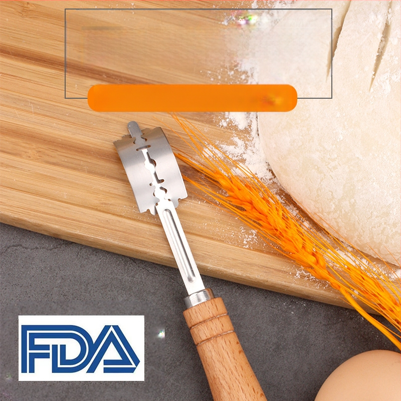 Nerūdijančio plieno duonos taisymo peiliai Kepimo įrankiai Medinė rankena Tešlos pjaustymo peilis Bagetės pjovimo peilis Duonos pjaustymo peilis