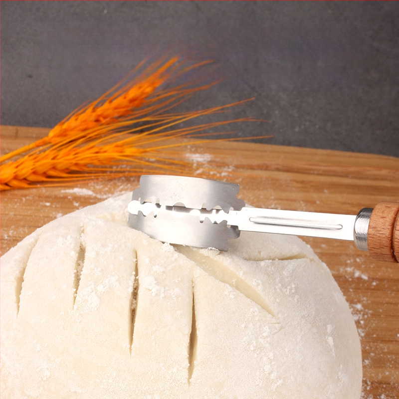 Nerūdijančio plieno duonos taisymo peiliai Kepimo įrankiai Medinė rankena Tešlos pjaustymo peilis Bagetės pjovimo peilis Duonos pjaustymo peilis