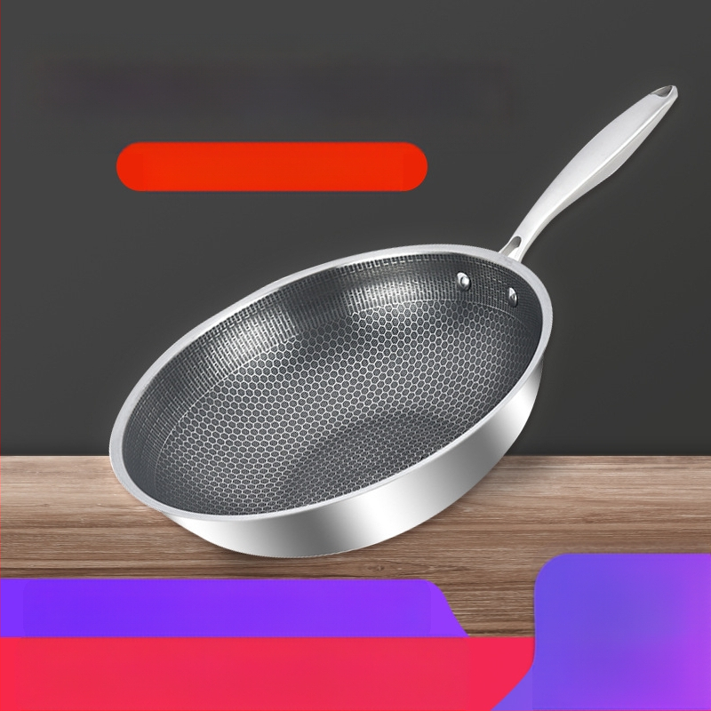 Zall roostevabast terasest nikerdatud kärgstruktuuriga mittenakkuva koduseks kasutamiseks mõeldud wok-elektromagnetiline gaasipliit universaalne tootja hulgimüük