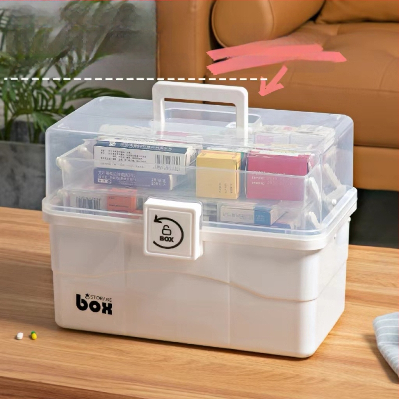 Medicinska kutija za pohranu, kutija za prvu pomoć, kutija za lijekove, kućanstvo velikog kapaciteta, višeslojna prijenosna kutija za pohranu lijekova za hitne slučajeve, kućanska kutija za lijekove