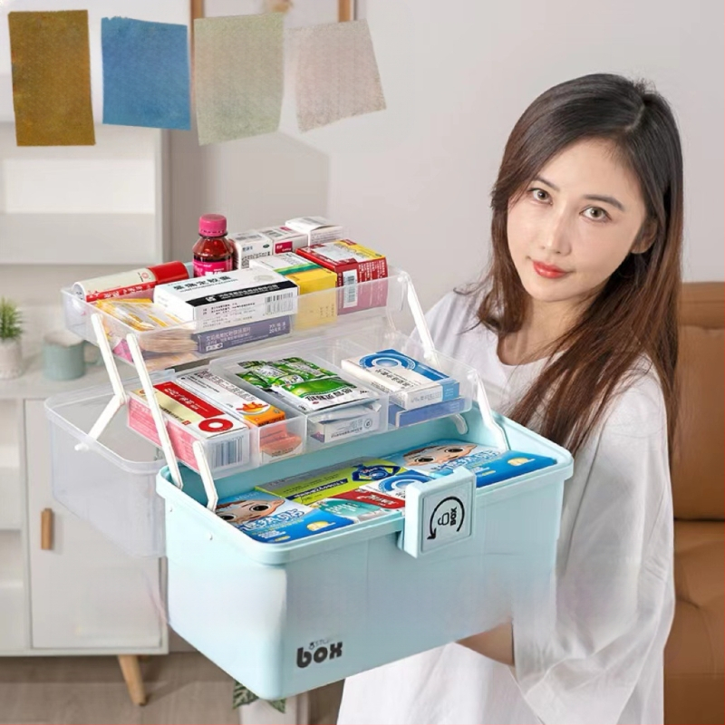 Medicinska kutija za pohranu, kutija za prvu pomoć, kutija za lijekove, kućanstvo velikog kapaciteta, višeslojna prijenosna kutija za pohranu lijekova za hitne slučajeve, kućanska kutija za lijekove