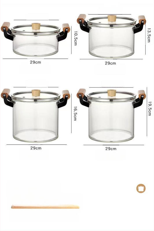 Puodas su dideliu borosilikato kiekiu, stiklinis puodas su dviguba rankena, sriubos puodas su atvira liepsna, troškinys, sriubos puodas namams, atsparus aukštai temperatūrai, elektrinė keraminė viryklė, garintuvas, indukcinė viryklė