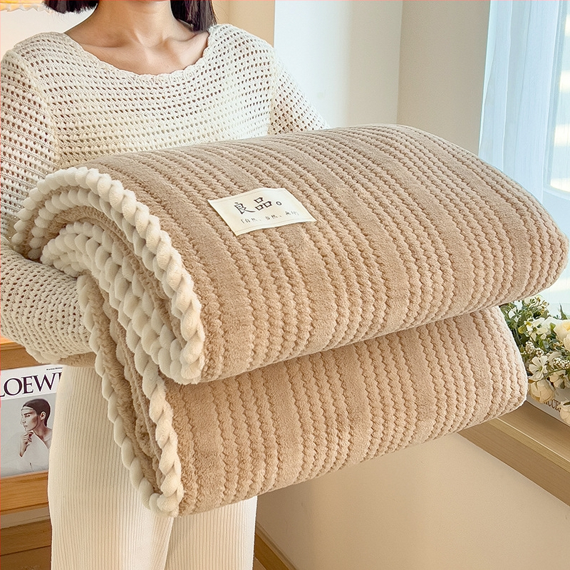 Piiriülene populaarne ühevärviline žakaarmadratsiga piimasametist tekk sügiseks ja talveks kontori uinakuteks, konditsioneeriga tekk, klassi vaba aja veetmise diivanitekk