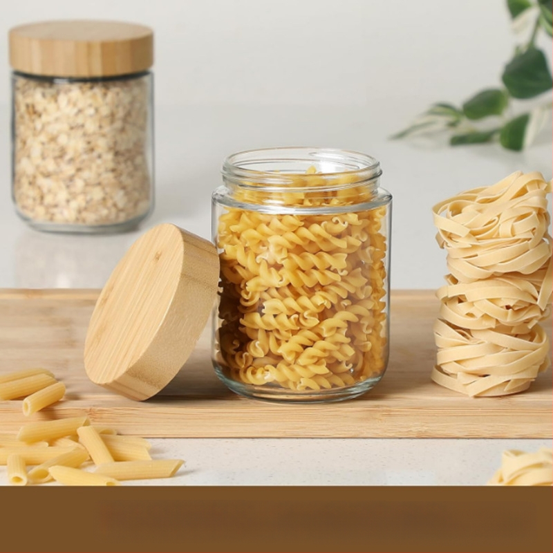 Piiriülene Amazoni bambusest kaanega säilituspurk kohviubade klaasist suletud purk köögitoidu pähklite suupistete säilituspurk