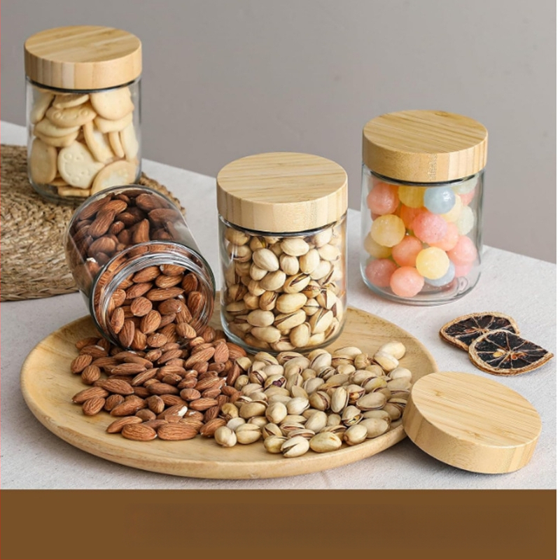Piiriülene Amazoni bambusest kaanega säilituspurk kohviubade klaasist suletud purk köögitoidu pähklite suupistete säilituspurk