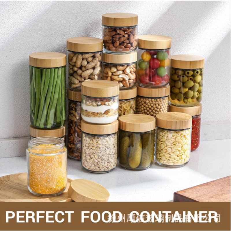 Piiriülene Amazoni bambusest kaanega säilituspurk kohviubade klaasist suletud purk köögitoidu pähklite suupistete säilituspurk