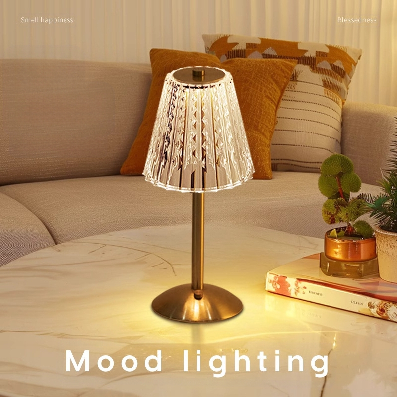 Vrhunska stolna lampa za spavaću sobu, noćna lampa, luksuzna noćna lampa za glavnu spavaću sobu, punjiva noćna lampa, kristalna retro atmosferska lampa