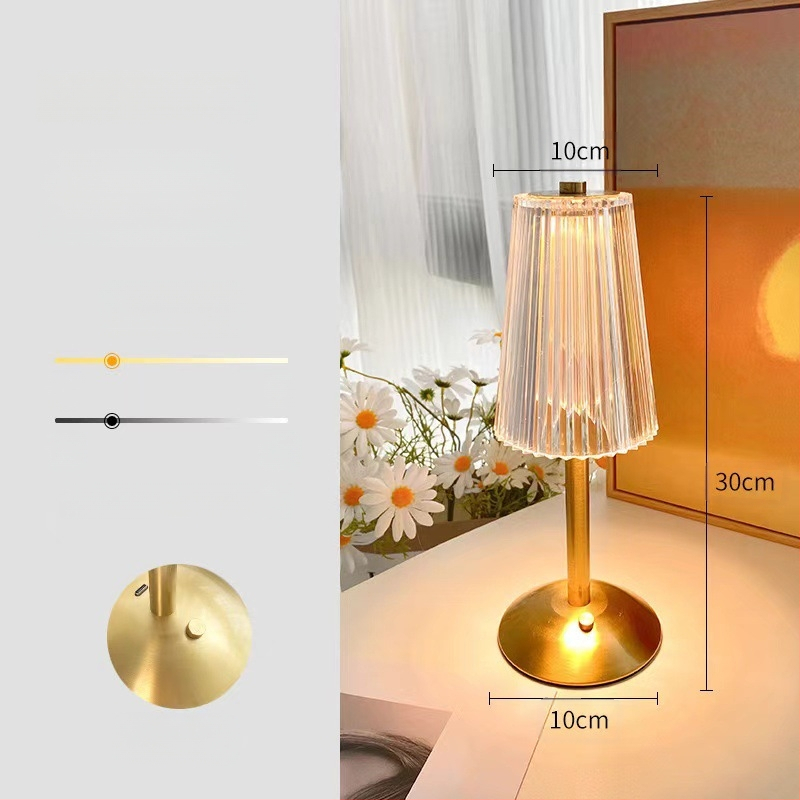 Vrhunska stolna lampa za spavaću sobu, noćna lampa, luksuzna noćna lampa za glavnu spavaću sobu, punjiva noćna lampa, kristalna retro atmosferska lampa