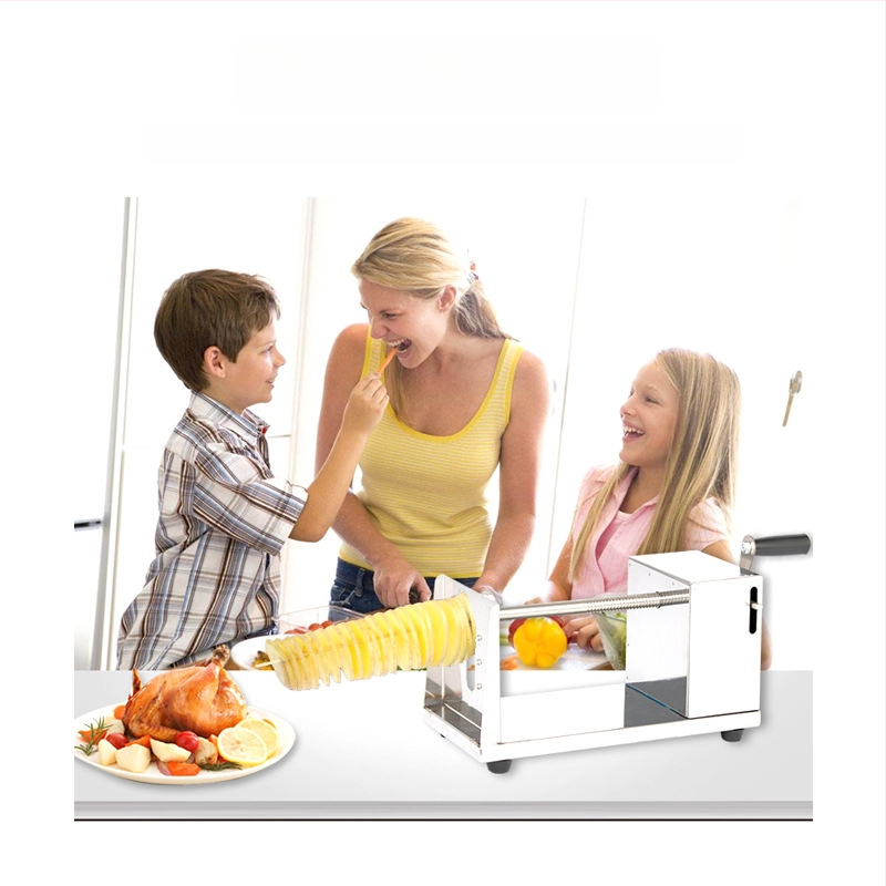 Komercinis nerūdijančio plieno bulvių bokštas Mašina Rankinis bulvių bokštas Bulvių pjaustyklė bulvių traškučių mašina Bulvių mašina Cikloninė bulvių mašina