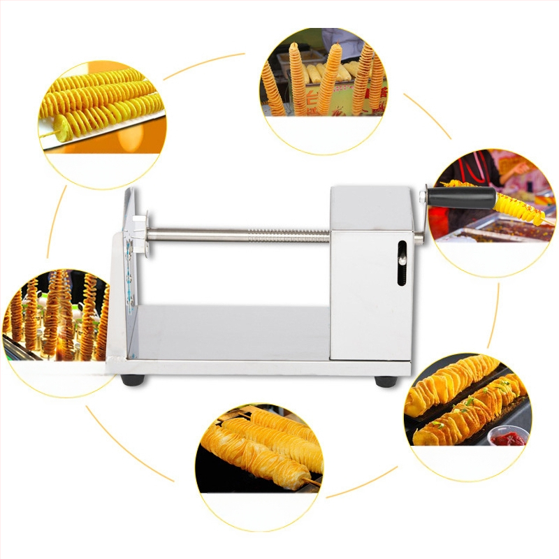 Komercinis nerūdijančio plieno bulvių bokštas Mašina Rankinis bulvių bokštas Bulvių pjaustyklė bulvių traškučių mašina Bulvių mašina Cikloninė bulvių mašina