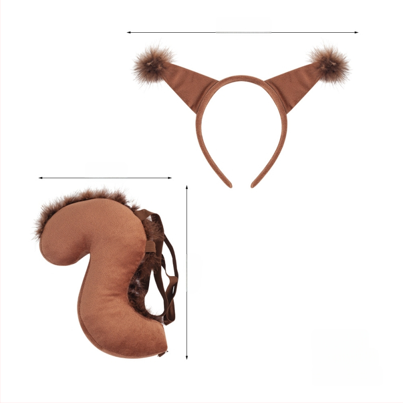 Naujas voverės galvos juostos kostiumas Helovinas Velykų gyvūnų galvos juosta Vaikams Animacinis mielas pliušinis kamuoliukas Galvos apdangalas