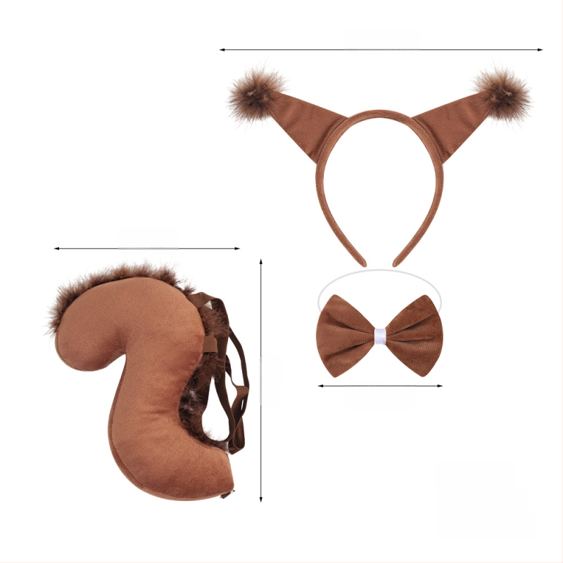 Naujas voverės galvos juostos kostiumas Helovinas Velykų gyvūnų galvos juosta Vaikams Animacinis mielas pliušinis kamuoliukas Galvos apdangalas