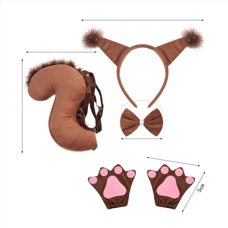 Naujas voverės galvos juostos kostiumas Helovinas Velykų gyvūnų galvos juosta Vaikams Animacinis mielas pliušinis kamuoliukas Galvos apdangalas