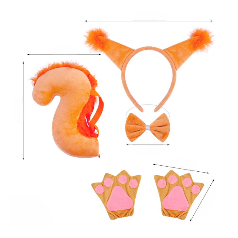 Naujas voverės galvos juostos kostiumas Helovinas Velykų gyvūnų galvos juosta Vaikams Animacinis mielas pliušinis kamuoliukas Galvos apdangalas