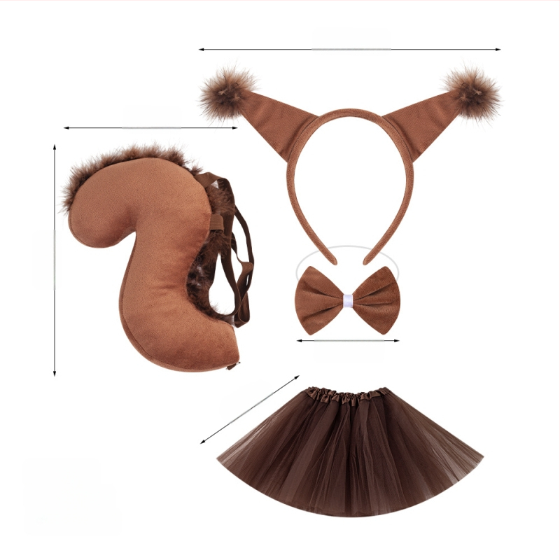 Naujas voverės galvos juostos kostiumas Helovinas Velykų gyvūnų galvos juosta Vaikams Animacinis mielas pliušinis kamuoliukas Galvos apdangalas