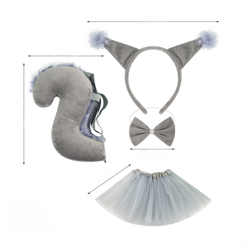 Naujas voverės galvos juostos kostiumas Helovinas Velykų gyvūnų galvos juosta Vaikams Animacinis mielas pliušinis kamuoliukas Galvos apdangalas