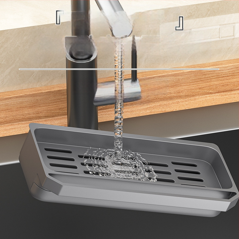 Стойка за кухненска мивка, стенен шкаф, многофункционална гъба за мивка, пластмасова, за съхранение на кран