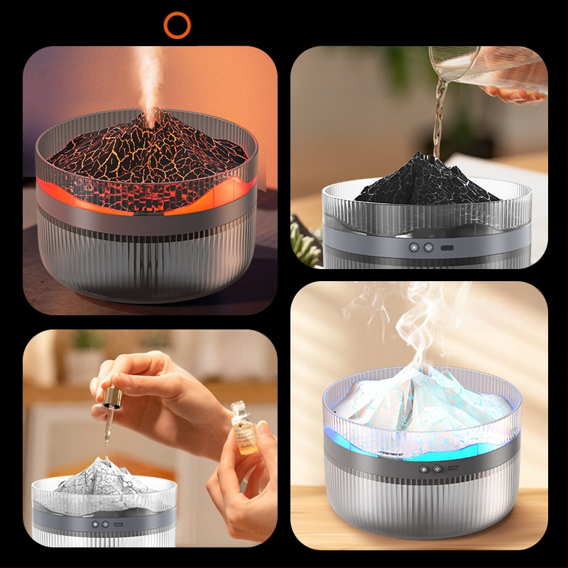 2024 m. tarpvalstybinis naujas 2 l vulkaninės aromaterapijos aparatas, daugiafunkcis liepsnos drėkintuvas, didelės talpos, smarkaus rūko aromaterapija X20