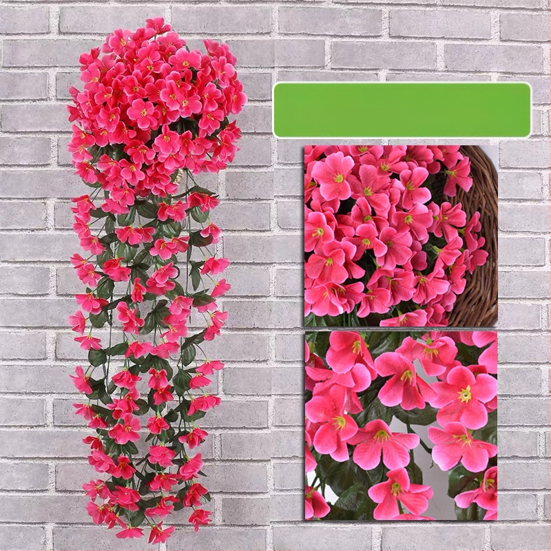 Dirbtinė violetinė sieninė pakabinama gėlių namų sienų dekoracija balkonas tvora pakabinamas krepšelis vestuvėms netikra gėlė rotangas