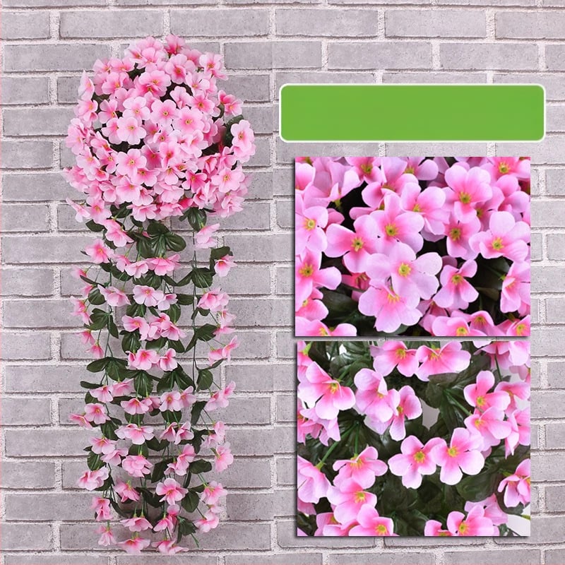 Dirbtinė violetinė sieninė pakabinama gėlių namų sienų dekoracija balkonas tvora pakabinamas krepšelis vestuvėms netikra gėlė rotangas