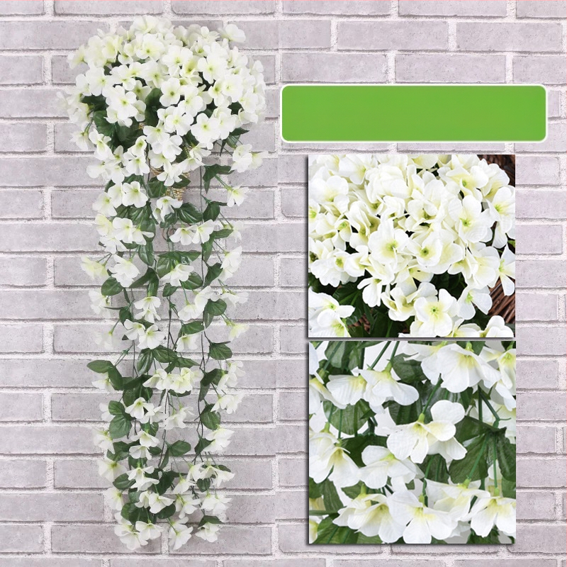 Dirbtinė violetinė sieninė pakabinama gėlių namų sienų dekoracija balkonas tvora pakabinamas krepšelis vestuvėms netikra gėlė rotangas