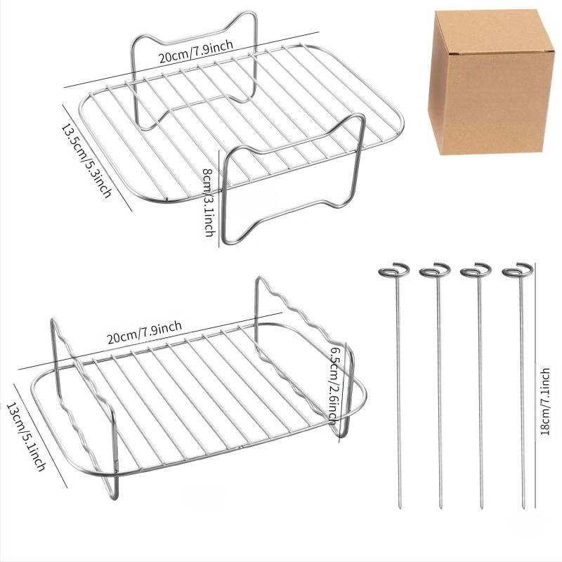 Piiriülene kuummüük 201 roostevabast terasest õhufritüüri grill majapidamises kasutatava topeltpoti lisatarvikud 4-tihvtilise ristkülikukujulise grilliga