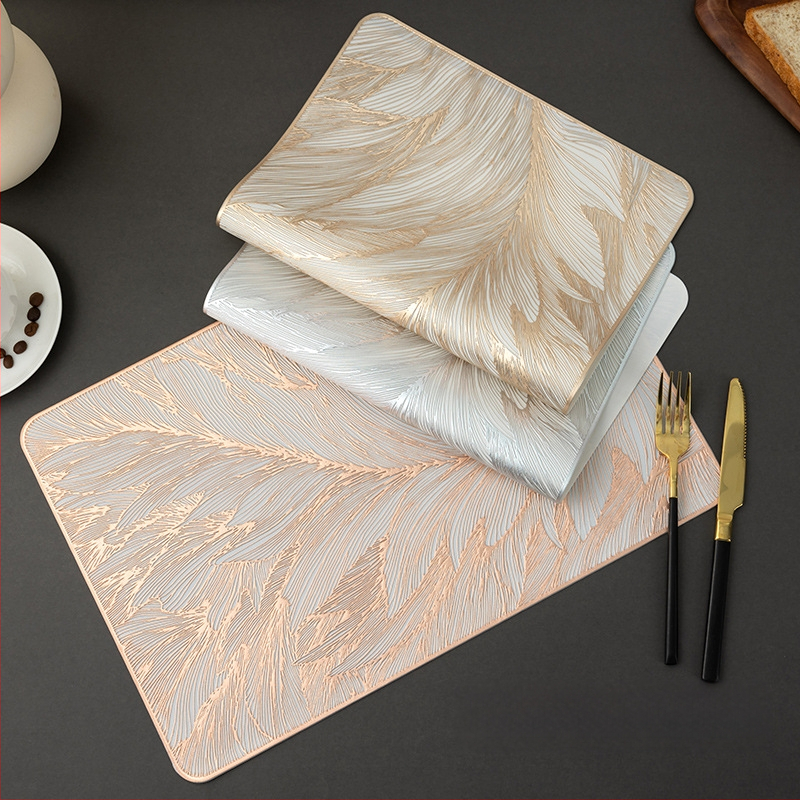 Sabiezināts bronzas krāsas galda paklājiņš, PVC siltumizolēts galda paklājiņš, ūdensnecaurlaidīgs un eļļas necaurlaidīgs, pārrobežu Amazon Xiyin cietā dibena kvadrātveida rietumu galda paklājiņš
