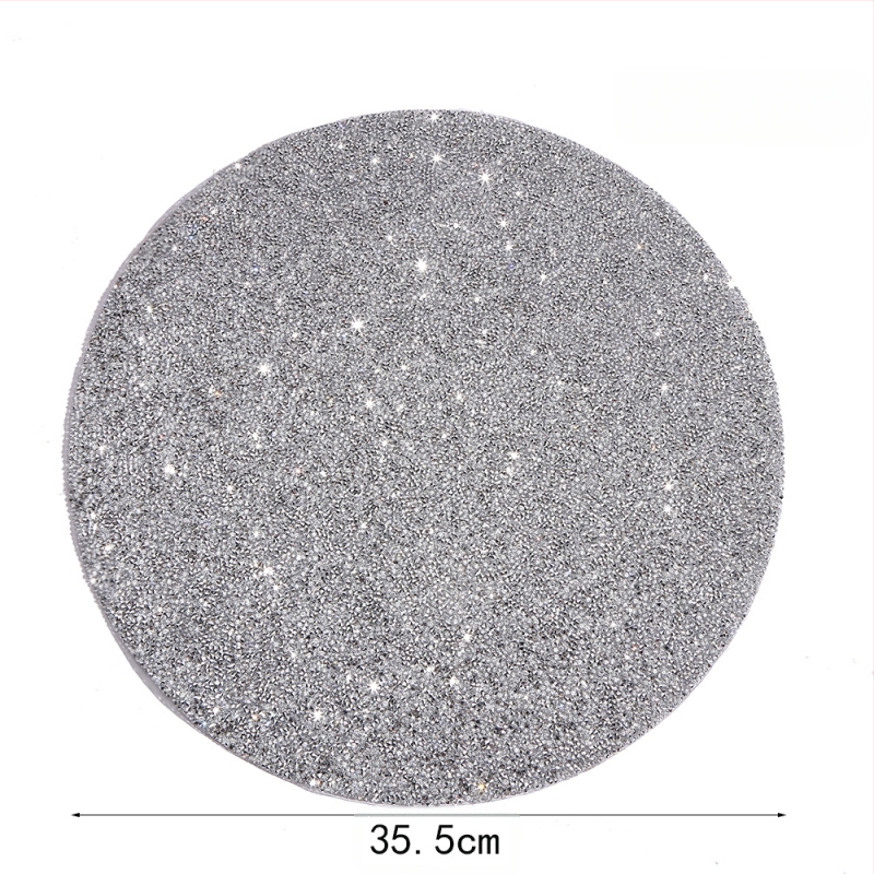 Új 35,5 cm-es strassz alátét ezüst kristály strassz alátét kerek csillogó strassz alátét gyári nagykereskedelem