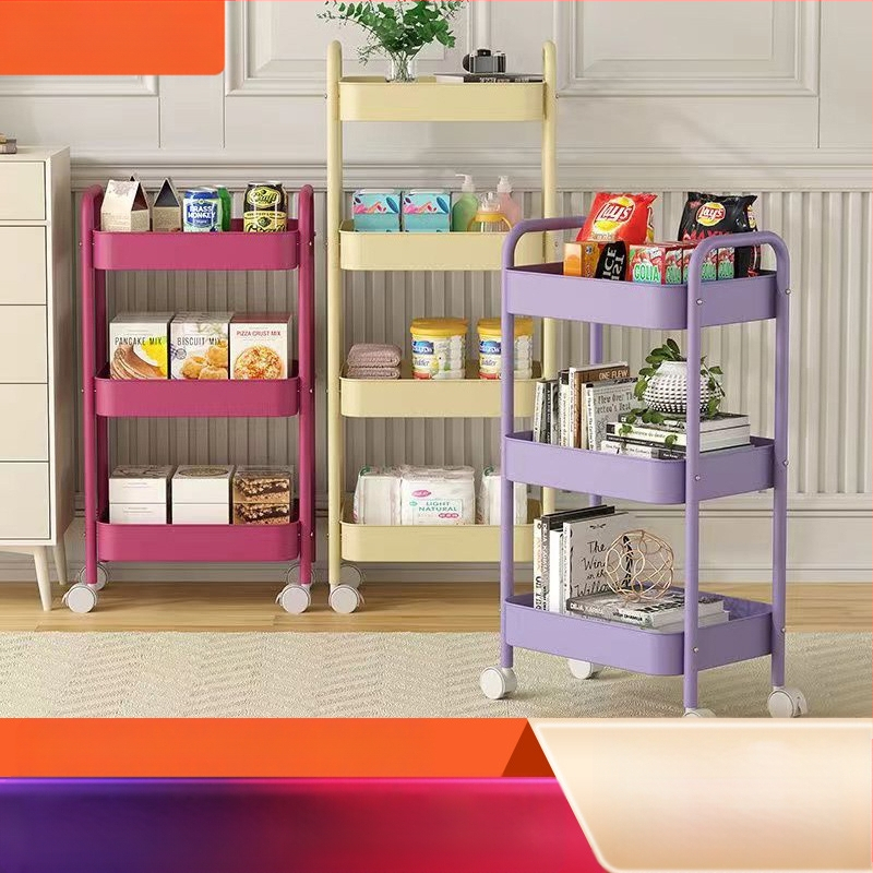 Стойка за съхранение на колички Кухня Баня Баня Спалня Закуски Бебе Хол Мобилен подов многослоен стелаж за съхранение