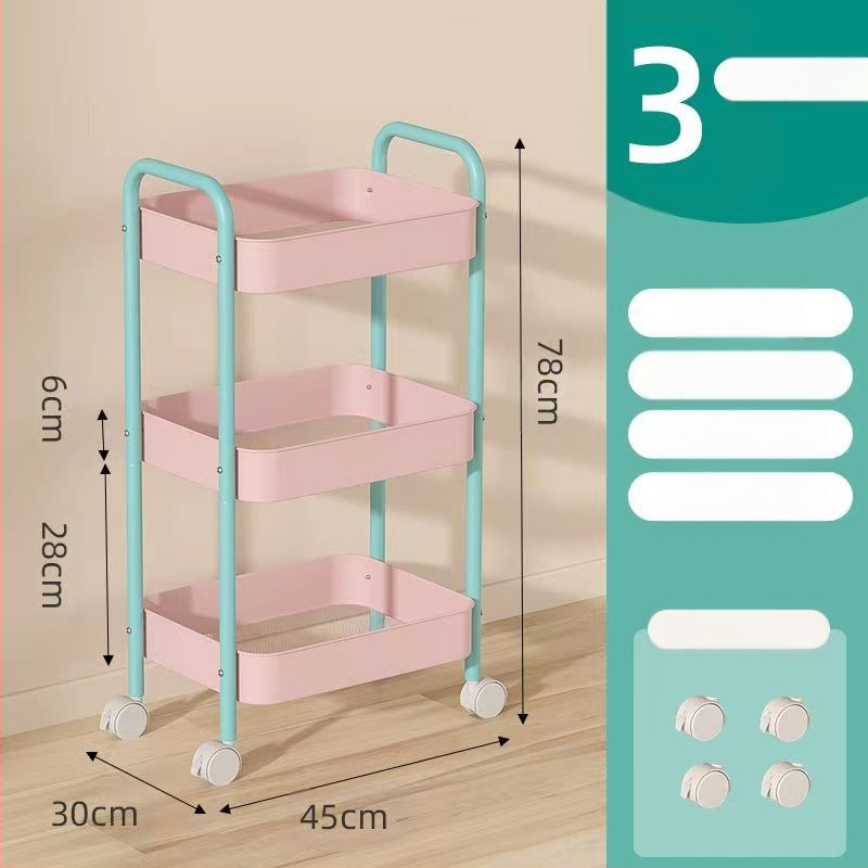 Стойка за съхранение на колички Кухня Баня Баня Спалня Закуски Бебе Хол Мобилен подов многослоен стелаж за съхранение