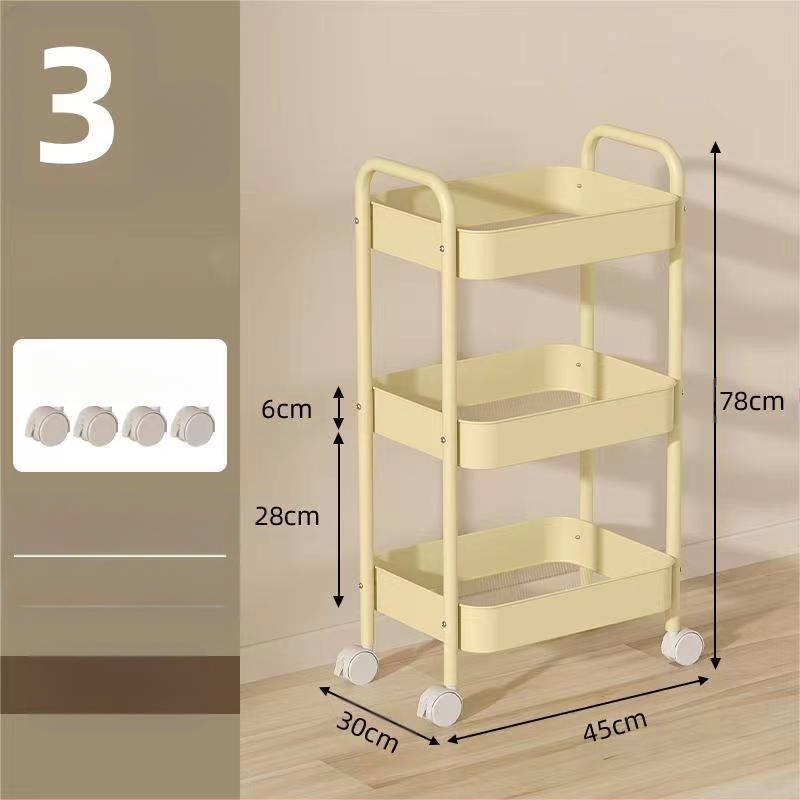 Стойка за съхранение на колички Кухня Баня Баня Спалня Закуски Бебе Хол Мобилен подов многослоен стелаж за съхранение