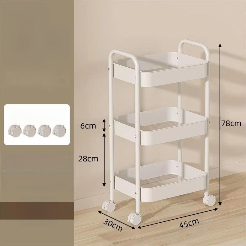 Стойка за съхранение на колички Кухня Баня Баня Спалня Закуски Бебе Хол Мобилен подов многослоен стелаж за съхранение