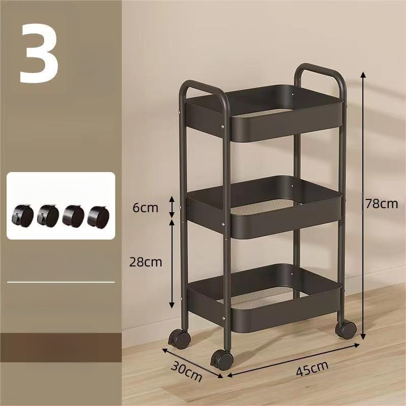 Стойка за съхранение на колички Кухня Баня Баня Спалня Закуски Бебе Хол Мобилен подов многослоен стелаж за съхранение