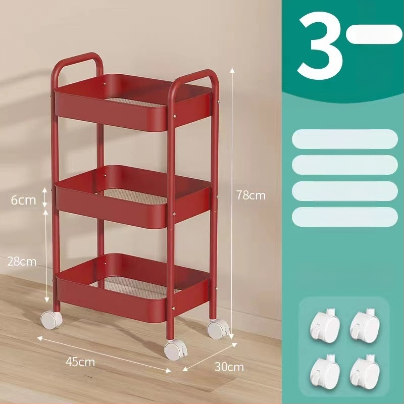Стойка за съхранение на колички Кухня Баня Баня Спалня Закуски Бебе Хол Мобилен подов многослоен стелаж за съхранение