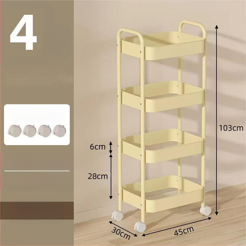 Стойка за съхранение на колички Кухня Баня Баня Спалня Закуски Бебе Хол Мобилен подов многослоен стелаж за съхранение