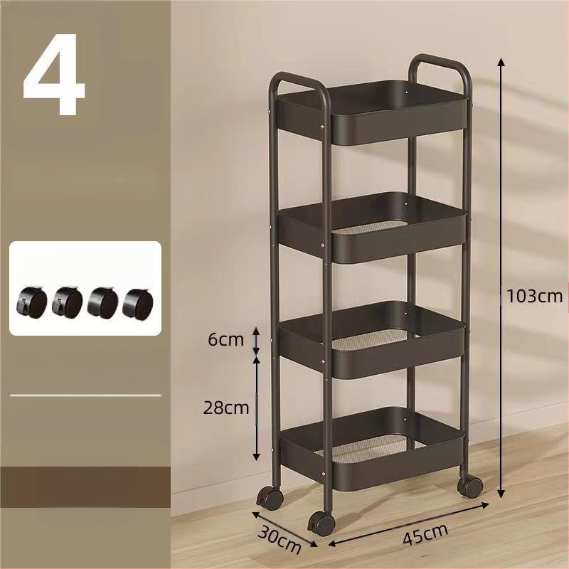 Стойка за съхранение на колички Кухня Баня Баня Спалня Закуски Бебе Хол Мобилен подов многослоен стелаж за съхранение