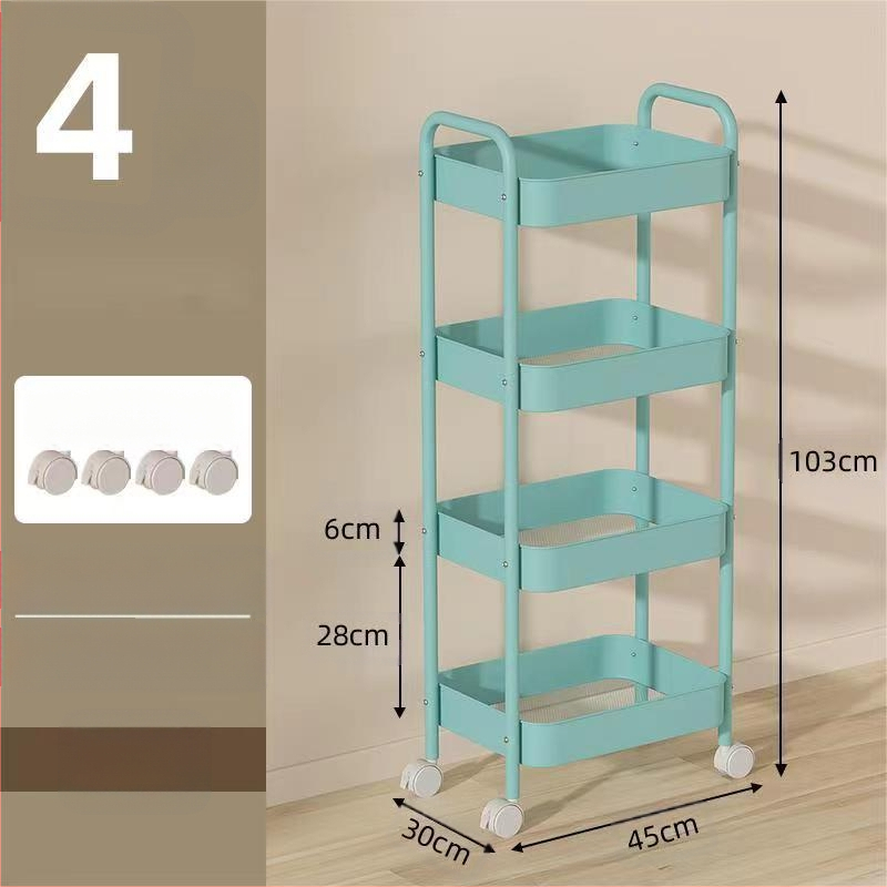 Стойка за съхранение на колички Кухня Баня Баня Спалня Закуски Бебе Хол Мобилен подов многослоен стелаж за съхранение